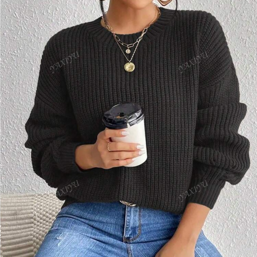 SHEIN Charcoal Ribbed Sweater